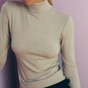 NWT ZARA MOCK NECK SHIRT BEIGE